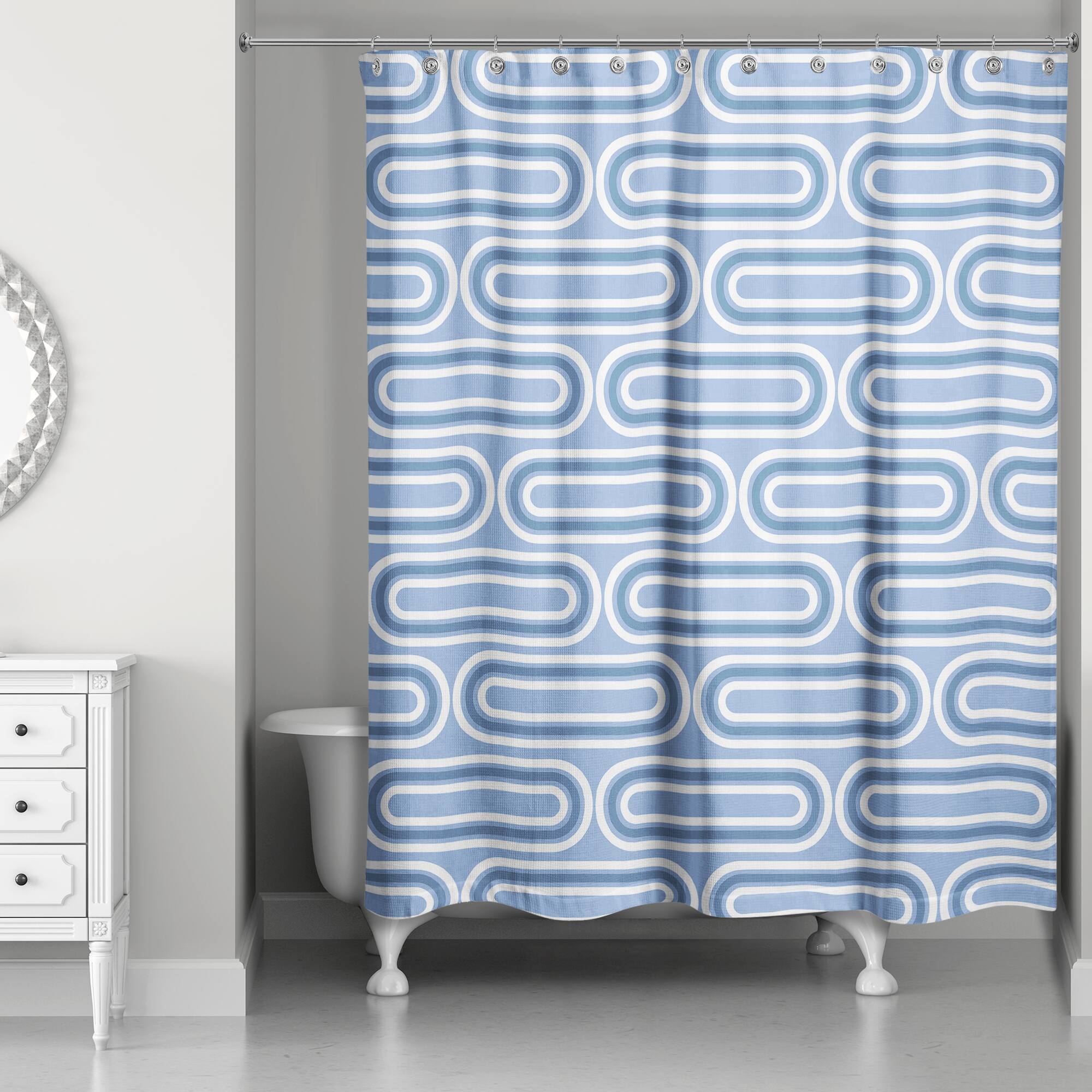 Groovy Blue Lines Shower Curtain